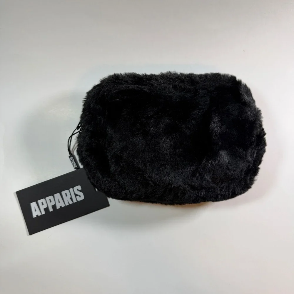Apparis Faux Fur Pouch and Scrunchie Set OS Black Pink White New